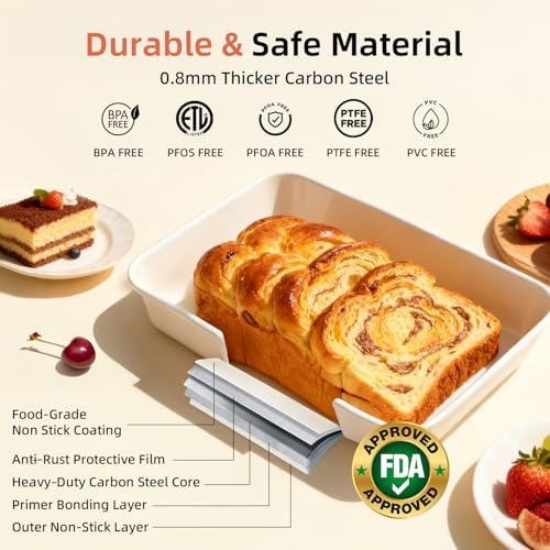 Baking Pans Set Stackable Carbon Steel Bakeware Set for Kitchen | Howasai 8 Pcs Non Stick Baking Set with Cookie Sheet, Roasting Pan, Cake Pan, Muffin Pan, Cooling Rack, Baking Supplies - Image 3
