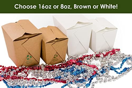 100% Recyclable 8oz Brown Chinese Take Out Boxes 50pk. Leakproof Greaseproof To Go Containers For Restaurants Event Parties Food Service. Best Value Bulk Pack Microwaveable and Stackable Meal Pails. - Image 7
