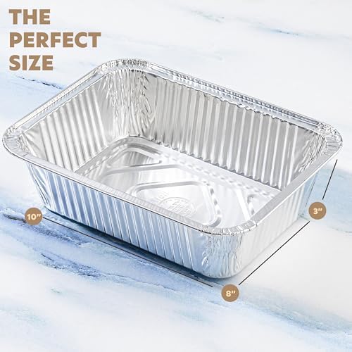 PLASTICPRO 25 Pack Aluminum Pans 8'' X 10" Disposable Pans with Covers Heavy Duty 5 lb Foil Pans for Baking and Cooking - Image 6
