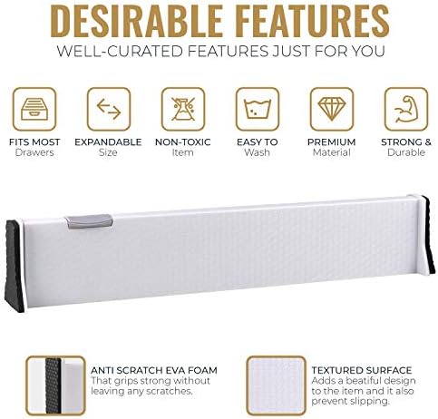 RAPTUROUS Adjustable Drawer Dividers, 2.5" Tall, Expandable 13-22", 8-Pack, Non-Slip for Dresser, Closet, Kitchen, Nursery, and Office (White) - Image 4