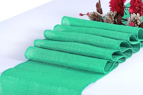MDS® Pack of 10 Natural Burlap Table Runner, 12 x 72 Inch, Jute Rustic Farmhouse Boho Table Decor for Wedding Reception, Dining Table, Bridal Shower, Baby Shower & Party Decorations - Mint - Image 2