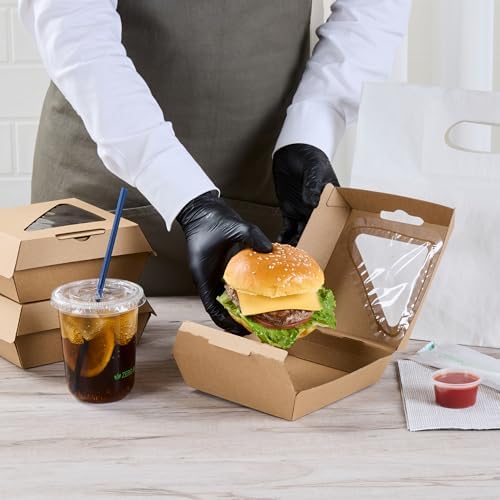 Restaurantware Clamshell Food Container 100 Count 5.41 x 5.5 x 2.63 Inches Paper Corrugated Take-Out Box Disposable Kraft Greaseproof Food Box For Burgers And Sandwiches - Image 5
