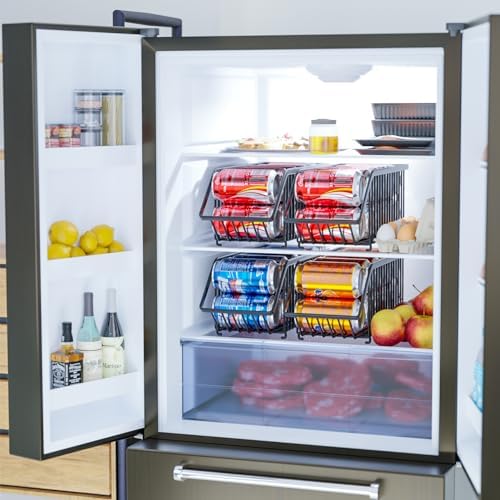 Stackable Soda Can Organizer Rack, Stacking Can Dispensers Refrigerator Organizer Bins Pop Soda Dispenser Canned For Fridge, Freezer, Kitchen, Cabinets (Black, 6) - Image 6