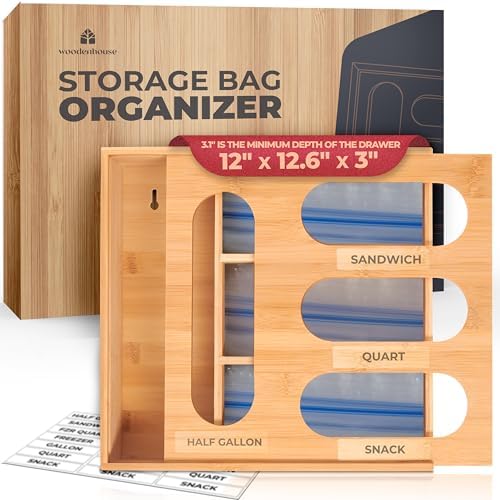 Bamboo Storage Bag Organizer for Drawer – Plastic Bag Organizer for Kitchen by Woodenhouse