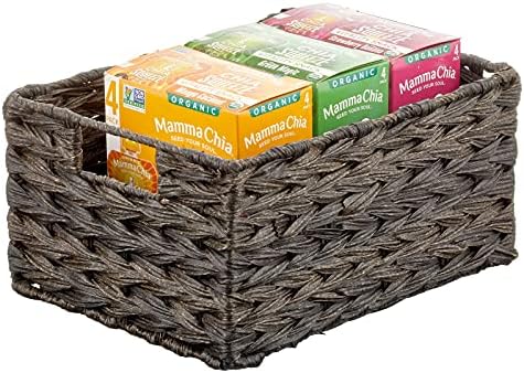mDesign Woven Farmhouse Kitchen Pantry Food Storage Organizer Basket Box - Container Organization for Cabinets, Cupboards, Shelves, Countertops, Store Potatoes, Onions, Fruit, 6 Pack, Espresso Brown - Image 6