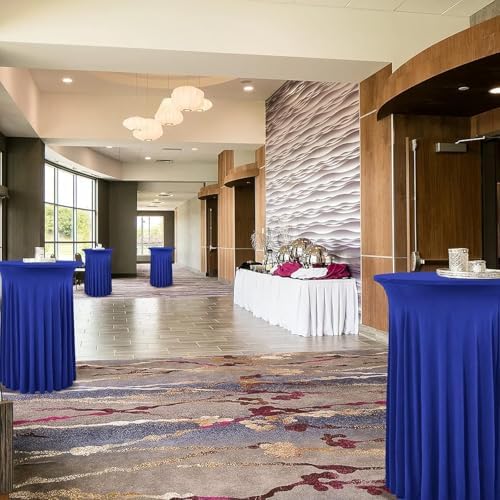 4 Packs Royal Blue Round Cocktail Table Skirt 32"x 43" - Image 5