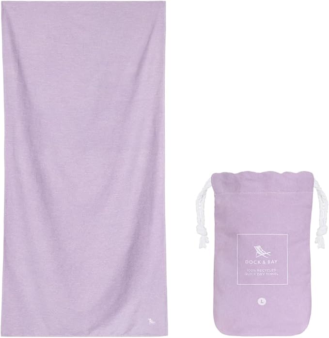 Dock & Bay Beach Towel - Quick Dry, Sand Free - Compact, Lightweight - 100% Recycled - Includes Bag - Essential - Meadow Lilac, Extra Large (200x90cm, 78x35) by DockBay