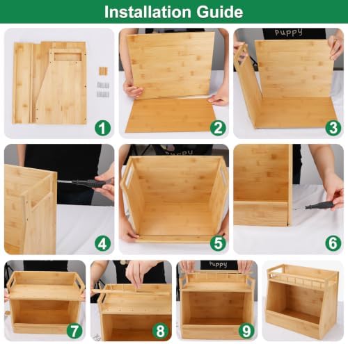 Potato and Onion Storage Bin, Bamboo Pantry Organizer with Spice Rack, 2 Tier Open Front Produce Storage Bin for Kitchen Counter Coffee Bar Garlic Fruit and Root Vegetable Storage - Image 3