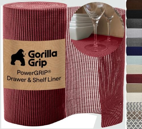 GORILLA GRIP powerGRIP Drawer Shelf and Cabinet Liner, 12" x20', Red by Unknown