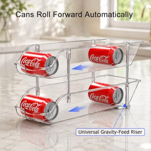 Sotfamily Stackable Soda Can Organizer for Pantry or Fridge, Holds 24 Cans | Heavy-Duty, Clear PET, Space-Saving Drink Organizer, Gravity Rolling, Pop can & Food can Dispenser/Storage/Container - Image 5