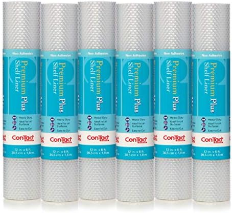 Con-Tact Brand Premium Plus Non-Adhesive Shelf Heavy Duty and Multi-Functional Drawer Liner, Protect and Organize Your Shelves and Drawers, 12" x 6', Nova Crystal Clear, Pack of 6 Rolls by Kittrich+%28Home%29