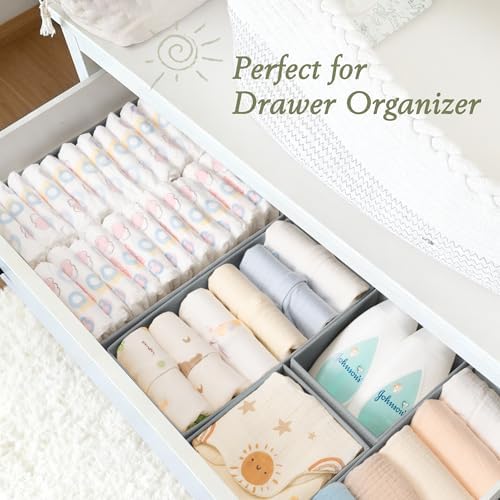 Criusia Drawer Organizers 18-Piece Set, Dresser Organizer for Baby Clothes, Foldable Closet Storage & Drawer Dividers for Underwear, Socks, Nursery (Gray) - Image 5