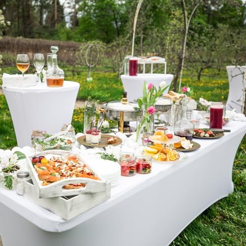 Fixwal 12 Pack 6FT White Tablecloth Rectangle Spandex Fitted Table Cover - Image 6