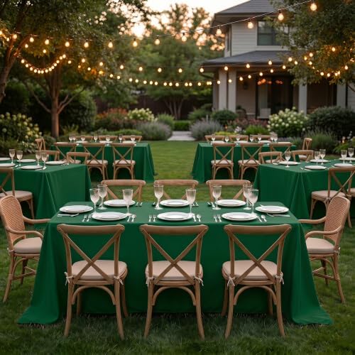 Fitable 6 Pack Tablecloths for Rectangle Table, 90 x 156 Inch, Hunter Green - Image 2