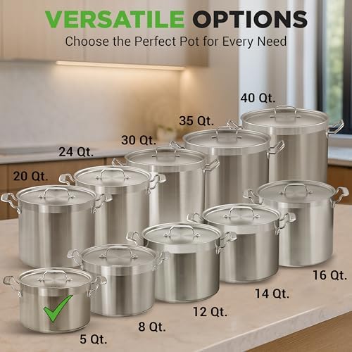 NutriChef 5-Quart Stainless Steel Stockpot with Lid- 18/8 Food Grade Heavy Duty Inox Large Stock Pot for Stew, Soup, Works w/ Induction - Image 3