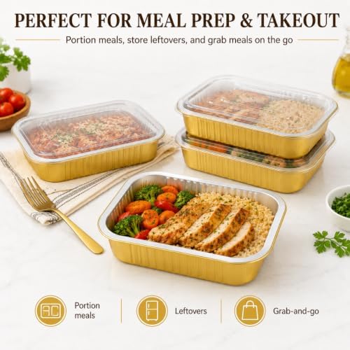 JARDLITE 40 Pack 8.7"×6" Aluminum Pans with Lids Heavy Duty - Image 7