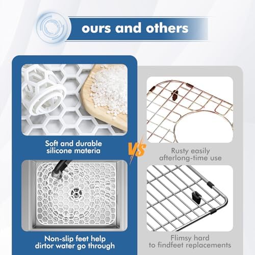 Bestjing Silicone Sink Protectors for Kitchen Sink - 16.65"x12.2" White - Image 4