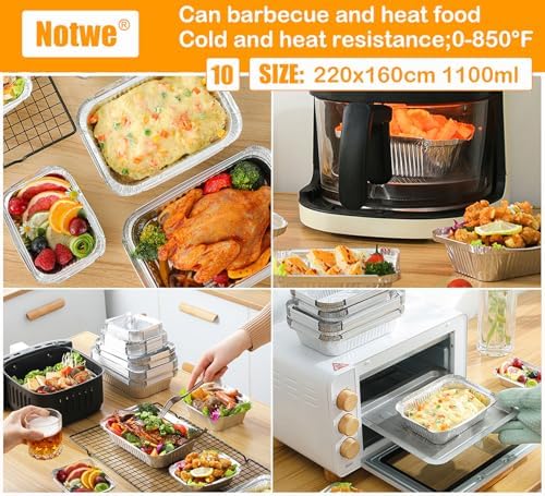 Notwoe® 40 Pack Disposable Aluminum Pans With Lids, 12x8 And 8x6 Square 8x5 6.9x4.3 Square Combo Set, Disposable Baking and Cake Pan. (40 Pack w/Lids) - Image 5