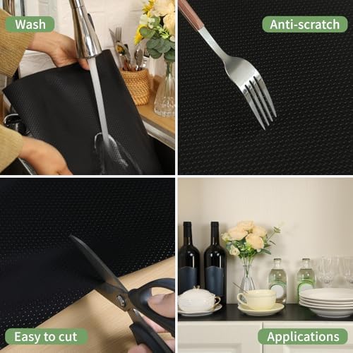 Shelf Liners 20 inch x 20 ft Shelf Liners for Kitchen cabinets nonstick Shelf Lining Drawer Mats EVA Protector for Cupboard (Black,20 inch x 20 ft) - Image 3