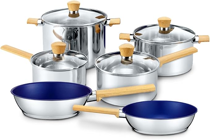 Concord 10 Piece Stainless Steel Cookware Set, includes Saucepans, Stock Pots and Pans/Skillets by ConcordCookware