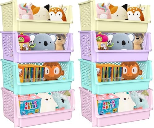 Large Stackable Storage Bins Open Front for Pantry Storage, 8 Pack - Multi by Skywin