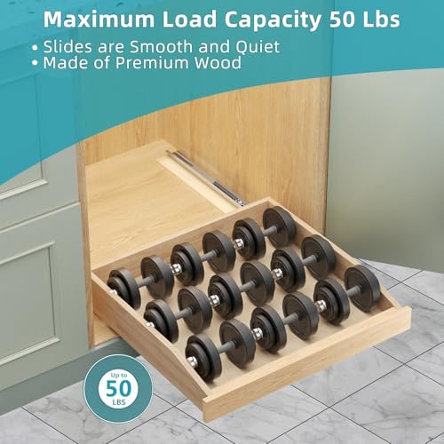 Pull Out Cabinet Drawer 13½” W x 21” D, Soft Close Pull Out Cabinet Organizer, Pull Out Shelves Requires at Least 14½” Cabinet Opening, Bottom Assembly - Image 6