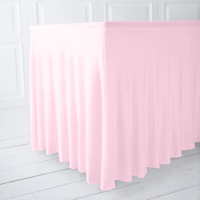 ManMengJi Table Cover and Skirts One-Piece for Folding Tables, 6FT Spandex Fitted Tablecloth with Ruffles Skirt for Weddings, Banquets, Parties, Vendors (Pink 1Pack) - Image 7