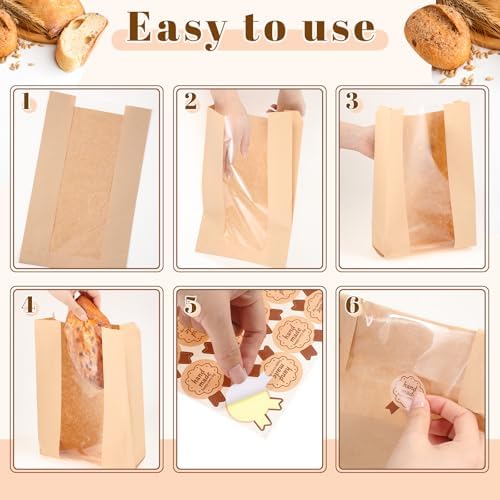 AmazingSpark 500 Pcs Sourdough Bread Paper Bags with Seal Stickers - Image 5