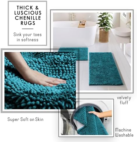 Clara Clark Teal Bathroom Set, Bathroom Sets with Shower Curtain and Rugs - Image 5