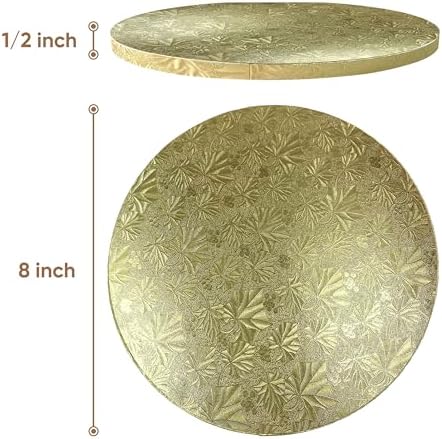 Cakebon Cake Boards 8" Gold Round Cake Drums 1/2" Thick Smooth Edge 1Pack | 8 Inch Cake Drum, Cake Drums 8 Inch, Base para Pastel, Cake Rounds, Cake Base Board, Cake Boards 8 Inch Round - Image 2