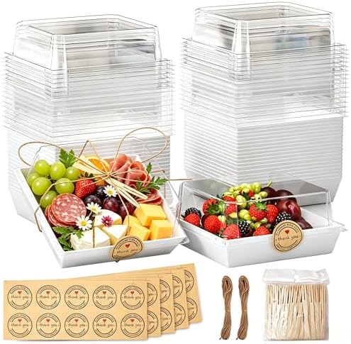 50Pcs Small Charcuterie Boxes with Clear Lids 5x5 Inch by EffiQ-Rate