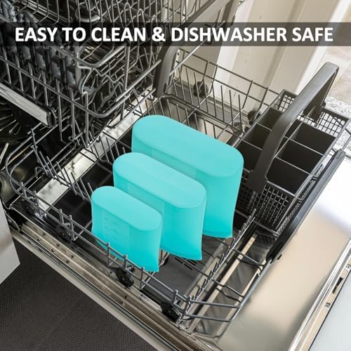 8-Pack Reusable Silicone Food Storage Bags, 100% Silicone Stand-Up Wide-Open Zip-Lock Reusable Storage Bags for Food, Freezer Microwave Oven Dishwasher Safe, Aqua, 4M 2S 2XS - Image 5