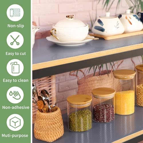 Shelf Liners 20 inch x 20 ft Shelf Liners for Kitchen cabinets nonstick Shelf Lining Drawer Mats EVA Protector for Cupboard (Gray,20 inch x 20 ft) - Image 5