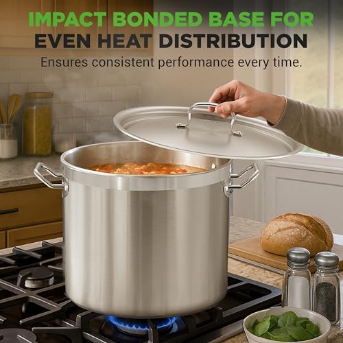 Stainless Steel Cookware Stockpot, 30 Quart Heavy Duty Induction Soup Pot With Stainless Steel Lid And Strong Riveted Handles, Even Heat Distribution, Compatible With Most Cooktops - Image 6