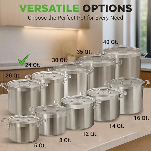 NutriChef Stainless Steel Cookware Stock Pot - 24 Quart, Heavy Duty Induction Soup Pot With Lid, Induction, Ceramic, Glass and Halogen Cooktops Compatible - NCSPT24Q - Image 3