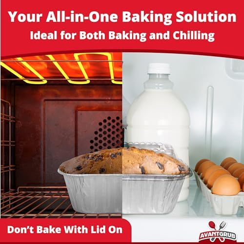 Avant Grub Baking Pan Chef-Grade Quality Extra Thick BPA-Free 6 x 3.75in Tin Loaf Pans w/Lids 25 Pk. Best Disposable Bakeable 1Lb Aluminum Foil Pan for Baking Bread, Small Meatloaf, Lemon Bundt Cake. - Image 5