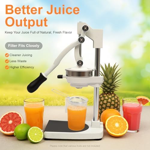 Cast Iron Juicer, Manual Juicer Hand Press Heavy Duty with Stable Base, Commercial Citrus Press for Orange Lemon Lime Grapefruit Pomegranate, Easy to Clean(Filter Bags & Cup) - Image 3