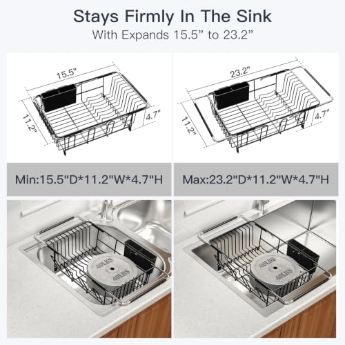 MAJALiS Dish Drying Rack Over The Sink with Utensil Holder - Image 3