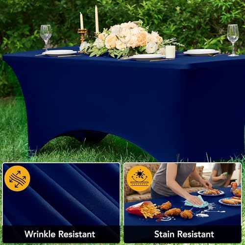 8-Pack Navy Blue Spandex Tablecloths for 6ft Rectangle Tables - Image 4