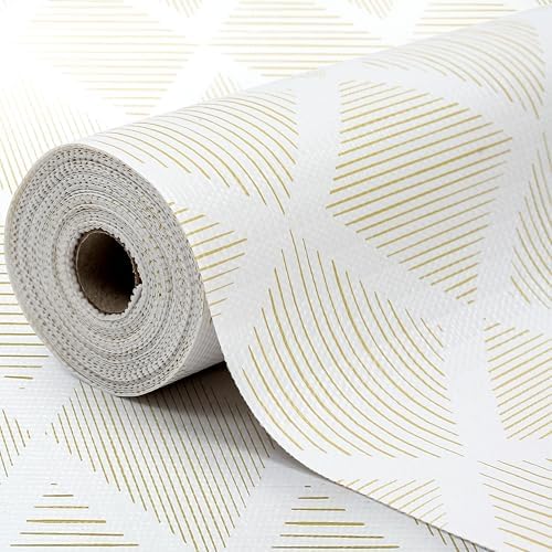 Drawer and Shelf Liner for Kitchen Non-Slip 11.8in x 20FT Yellow&White by Insigoo