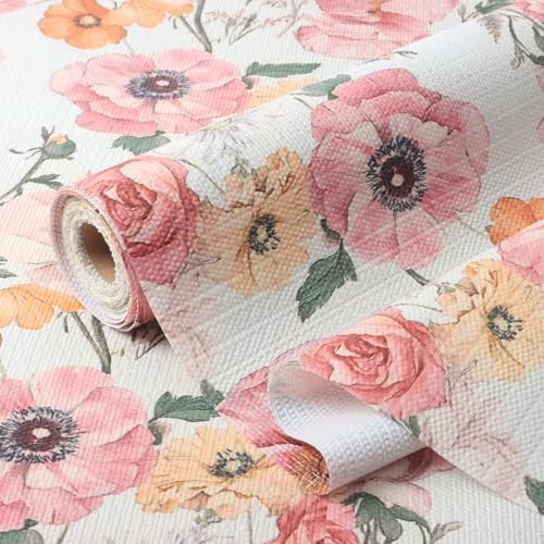 Quttisay Floral Shelf Liner Pink Cabinet Liners for Shelves 15.7In x 10FT by Quttisay