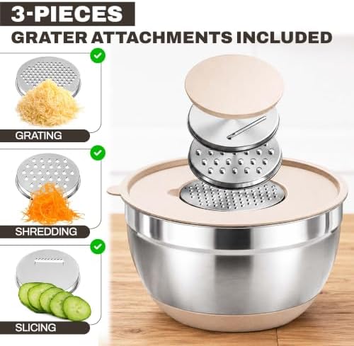 Four Flowers Stainless Steel Mixing Bowls with Lids, 11-Piece Nesting Set - Image 3