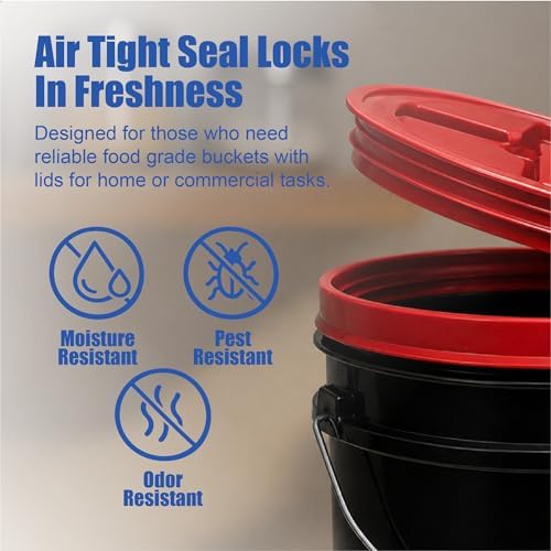 ePackageSupply 5 Gallon Bucket - Food Grade w/Lid BPA-Free, Black/Red, 3 | Airtight Gamma Seal Screw-On Lid, Heavy-Duty 90 Mil HDPE Plastic, Food Safe and Durable Container, Bulk Storage, Made in USA - Image 5