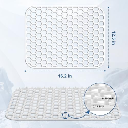 Bestjing Silicone Sink Protectors for Kitchen Sink - 16.65"x12.2" White - Image 3