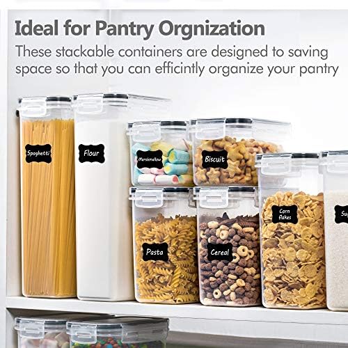 CHEFSTORY Airtight Food Storage Containers Set, 14 PCS Kitchen Storage Containers with Lids for Flour, Sugar and Cereal, Plastic Dry Food Canisters for Pantry Organization and Storage | BPA-Free Kitchen Organizers with Lids, For Flour, Sugar & Cereal, ... - Image 4