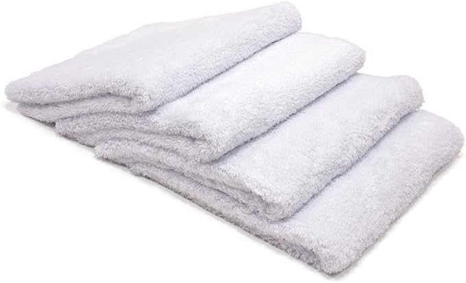 Autofiber Korean Plush Premium Edgeless Microfiber Detailing Towels - Pack of 4, White (16 inch x 16 inch) by Autofiber