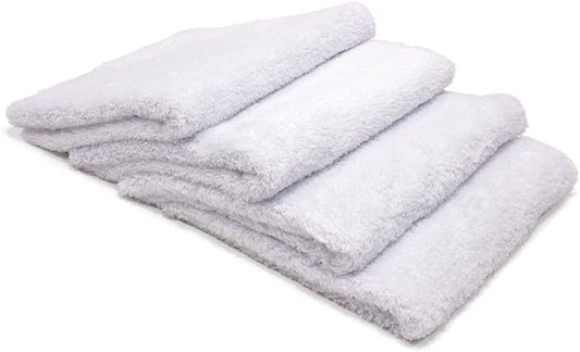 Autofiber Korean Plush Premium Edgeless Microfiber Detailing Towels - Pack of 4, White (16 inch x 16 inch) by Autofiber