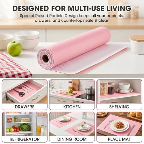 Coavas Shelf and Cabinet Liner, Easy Cut Protective (Pink, 17.5 in x 20 ft) - Image 7