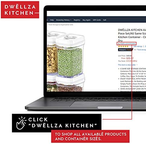 DWËLLZA KITCHEN Airtight Food Storage Containers with White Lids 2L - 4 Pc Clear Plastic Pantry Snacks Kitchen Container, Baking Supplies, 4LB Sugar & Flour Canister BPA-Free - Image 3