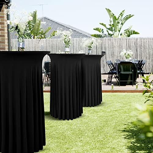 8 Packs Black Round Cocktail Table Skirt 24"x 43" - Image 6